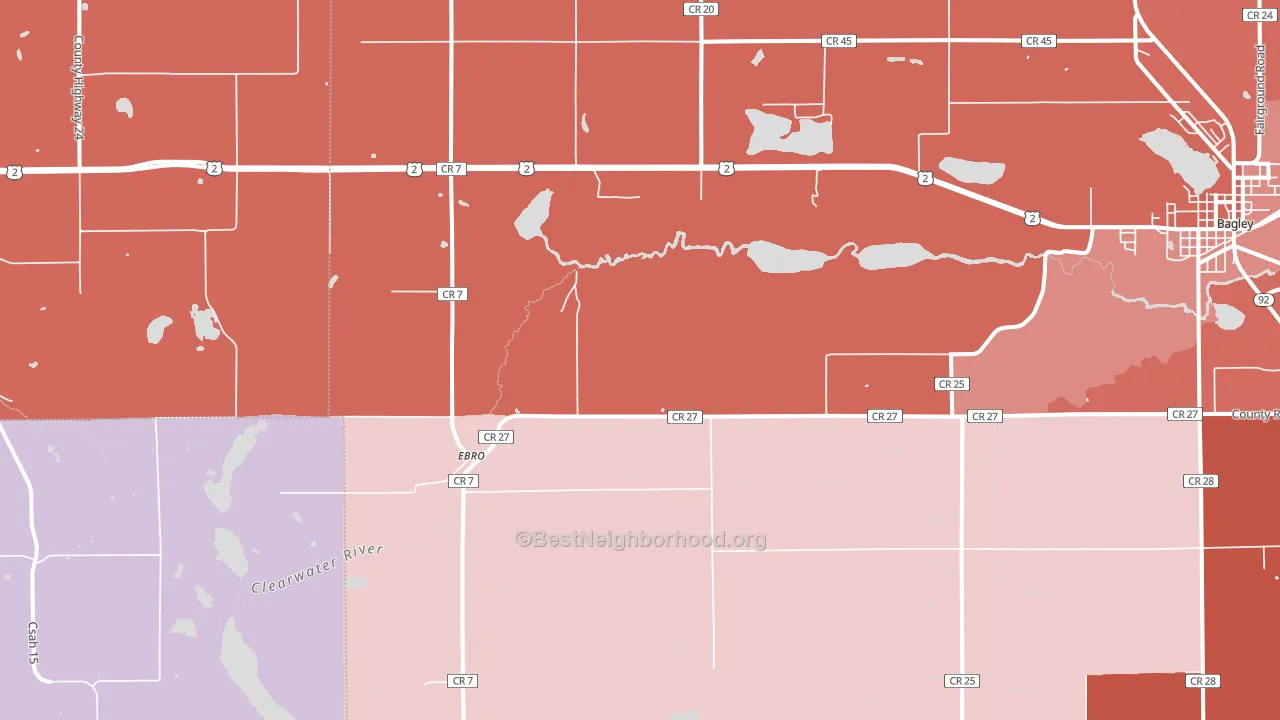 Ebro, MN block-group political-lean map