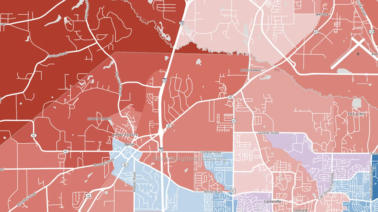 Echeconnee, GA block-group political-lean map