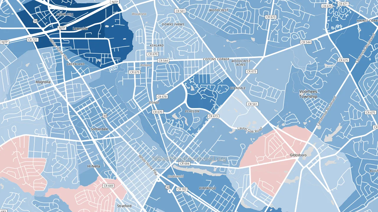Echelon, NJ block-group political-lean map