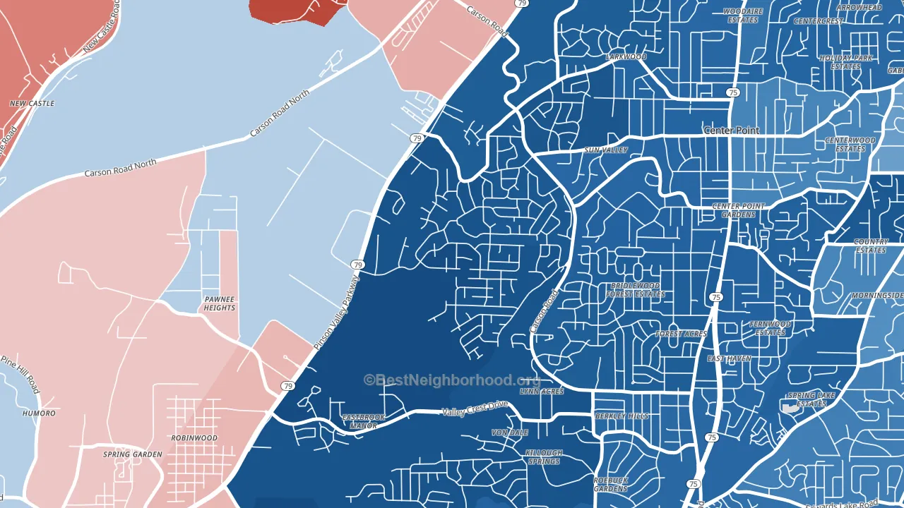 Echo Highlands, Birmingham, AL block-group political-lean map