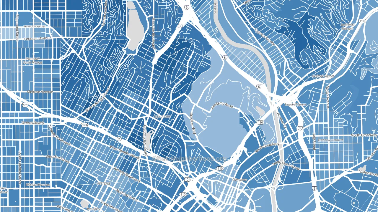 Echo Park, Los Angeles, CA block-group political-lean map