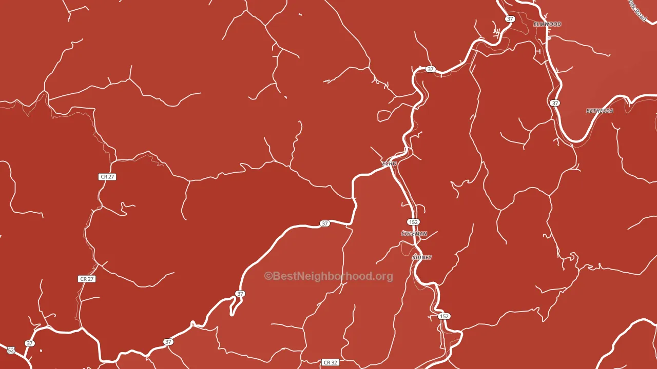 Echo, WV block-group political-lean map