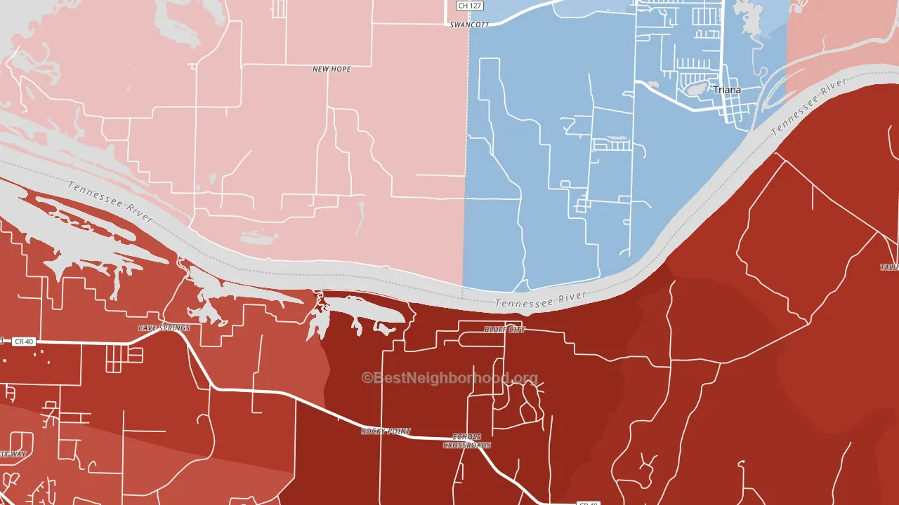 Echols Crossroads, AL block-group political-lean map