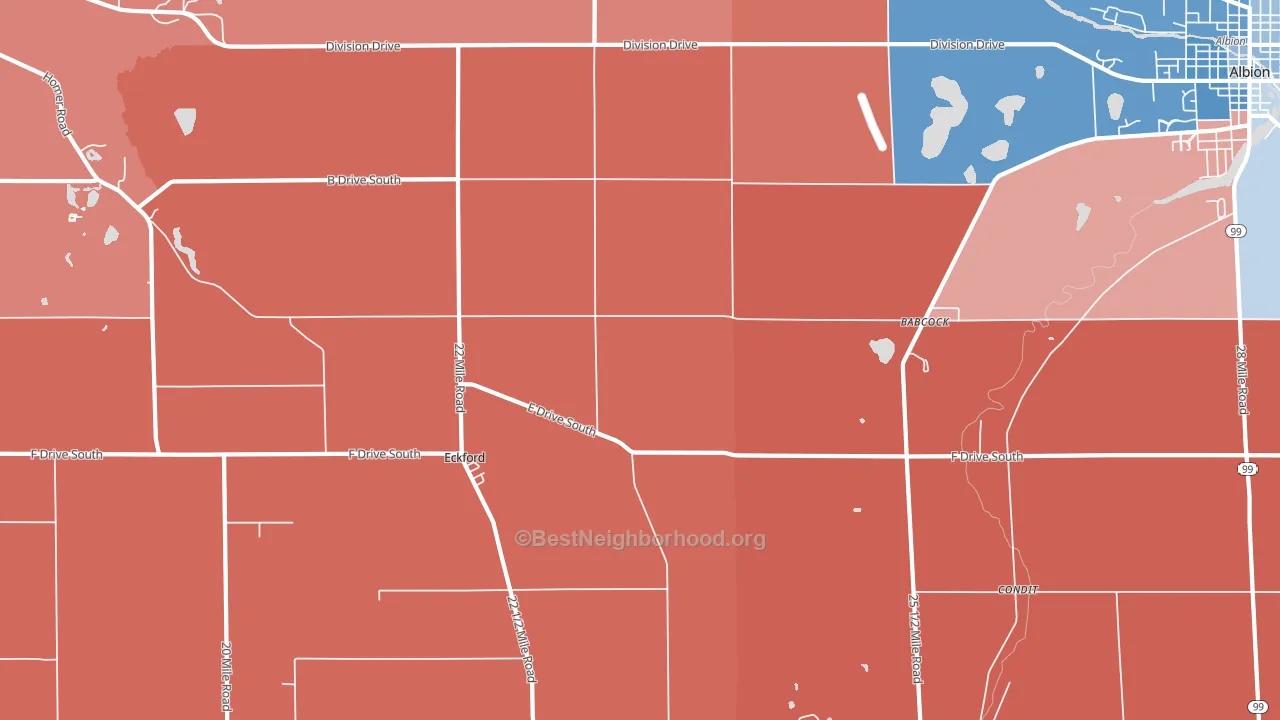 Eckford, MI block-group political-lean map