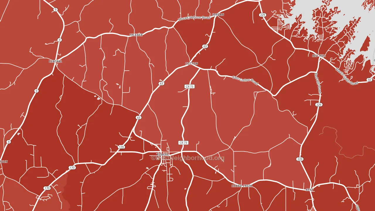 Eclectic, AL block-group political-lean map