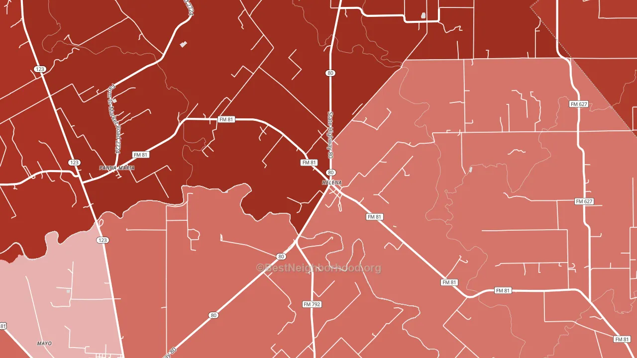 Ecleto, TX block-group political-lean map