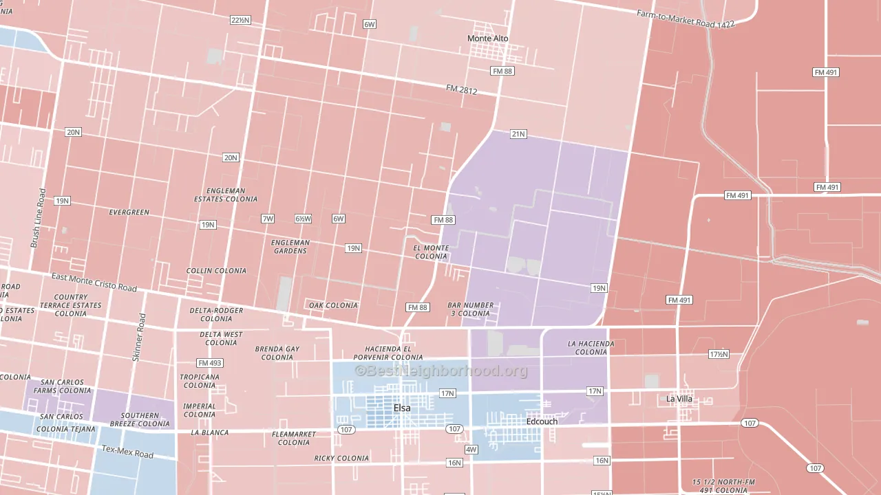 Edcouch, TX block-group political-lean map
