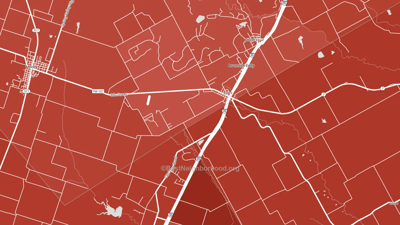 Eddy, TX block-group political-lean map