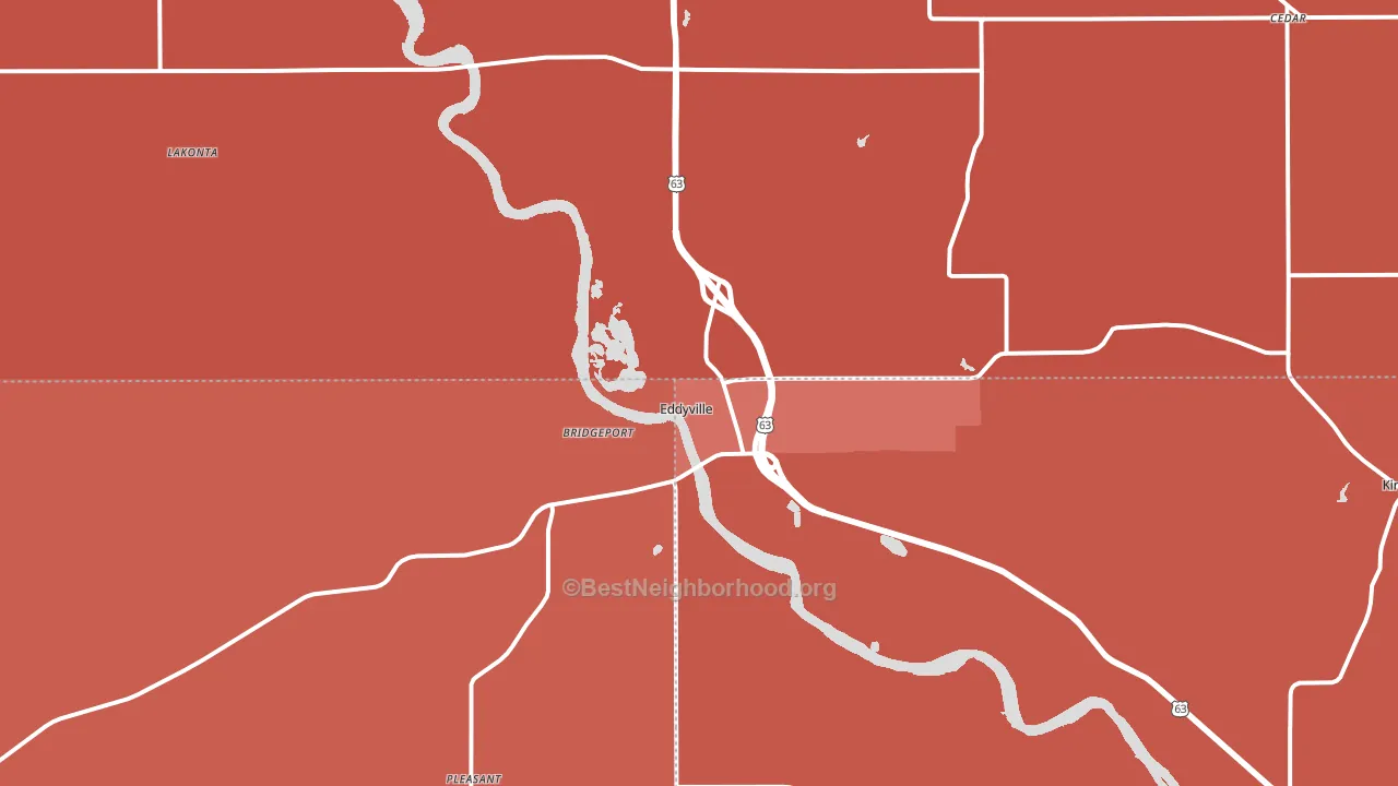 Eddyville, IA block-group political-lean map