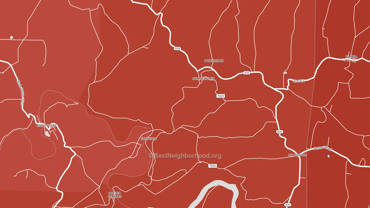 Eddyville, PA block-group political-lean map