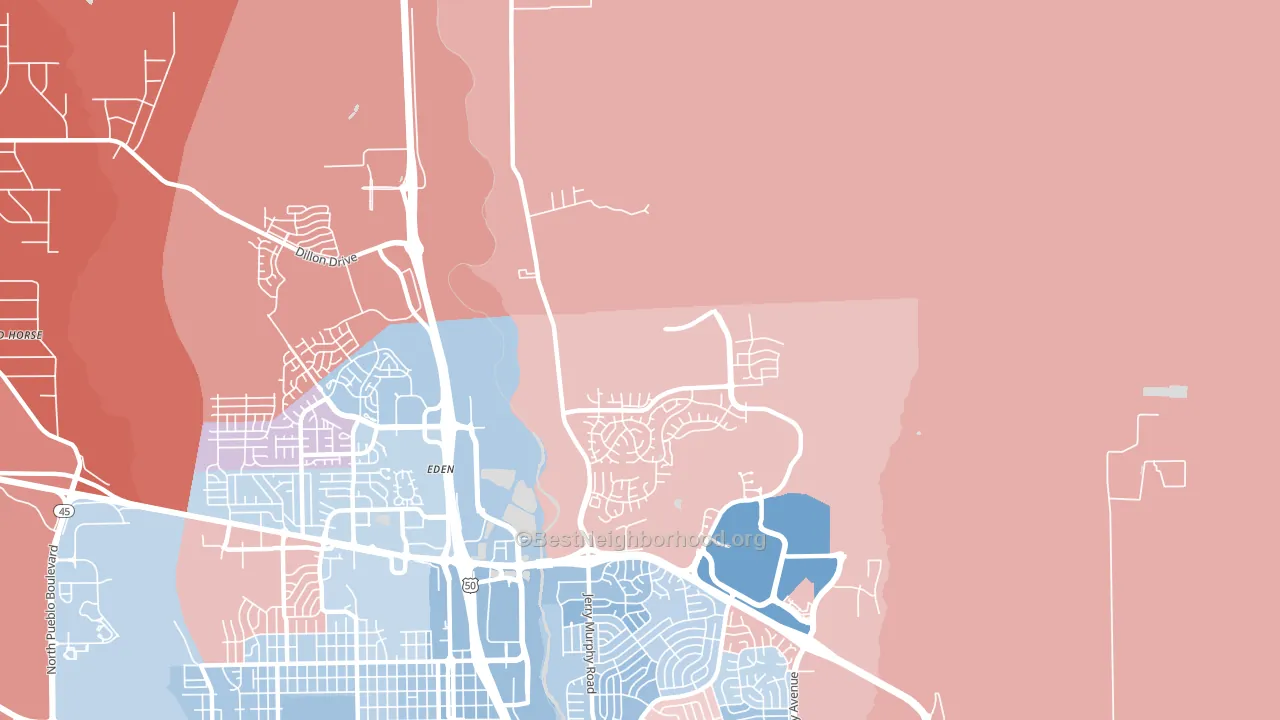 Eden, CO block-group political-lean map
