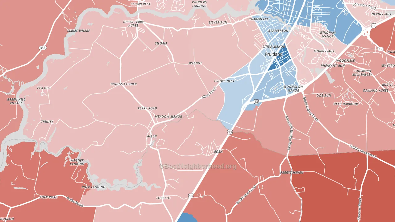 Eden, MD block-group political-lean map