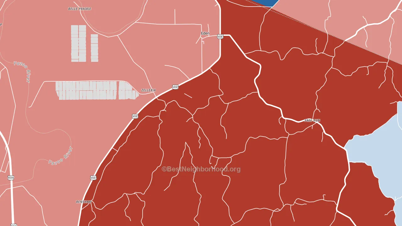 Eden, MS block-group political-lean map