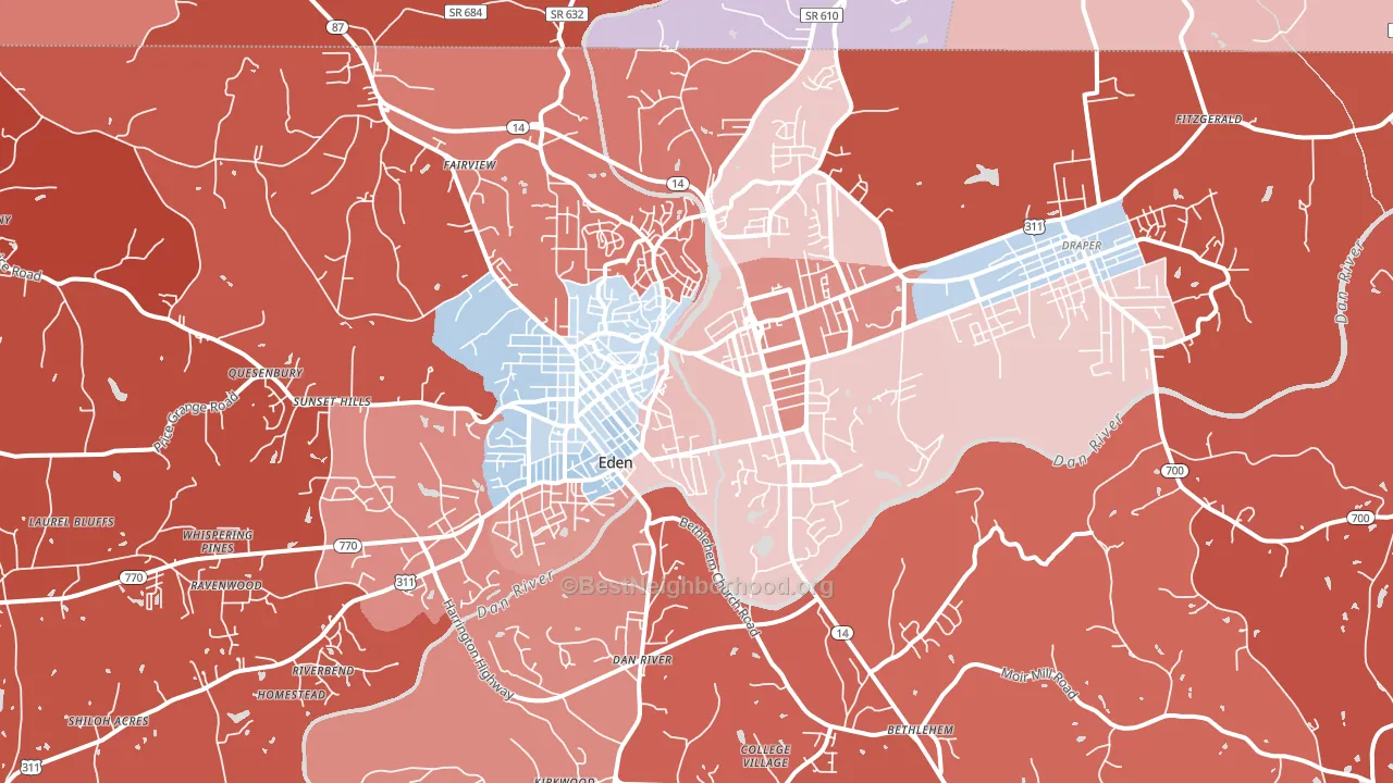 Eden, NC block-group political-lean map