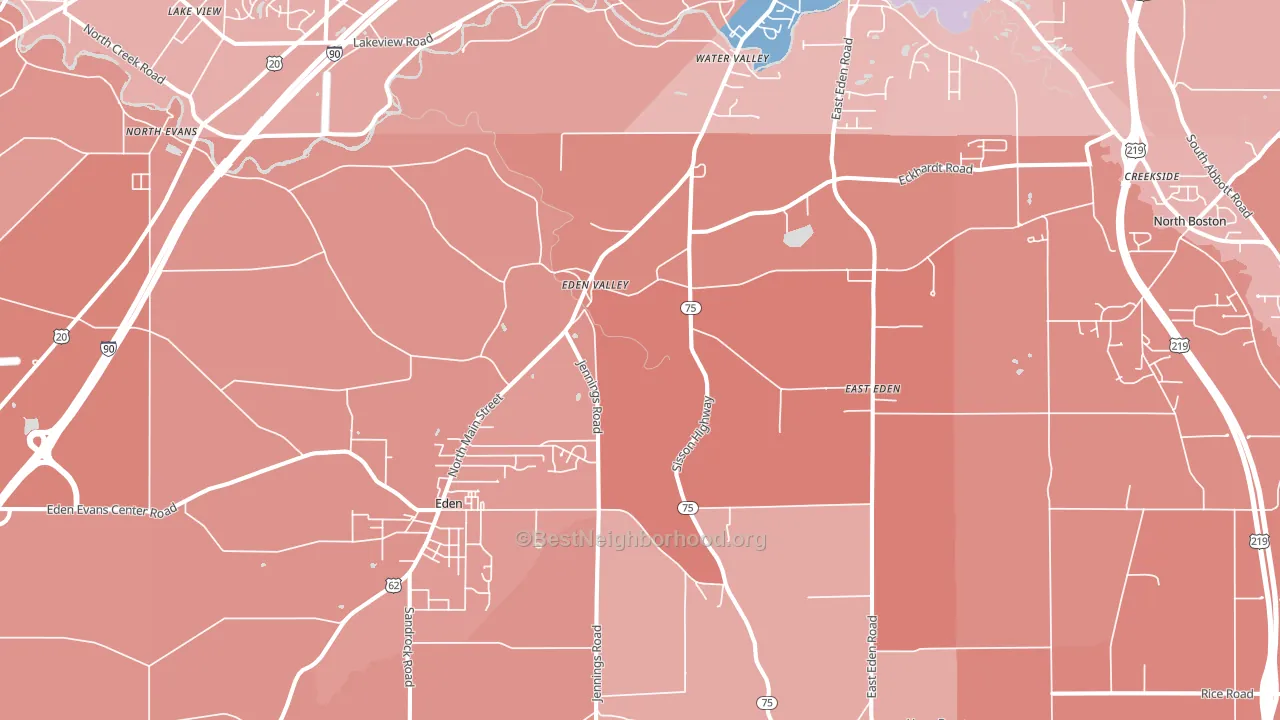 Eden, NY block-group political-lean map