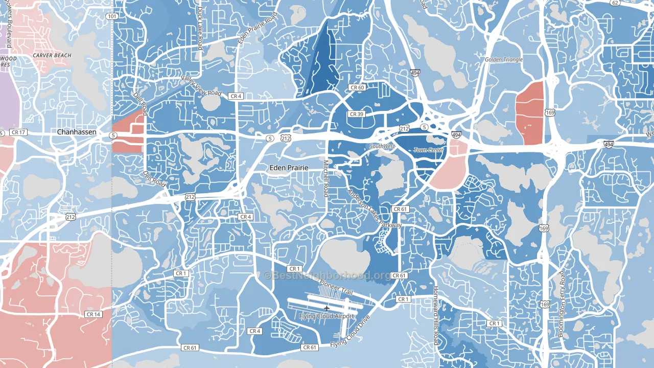 Eden Prairie, MN block-group political-lean map