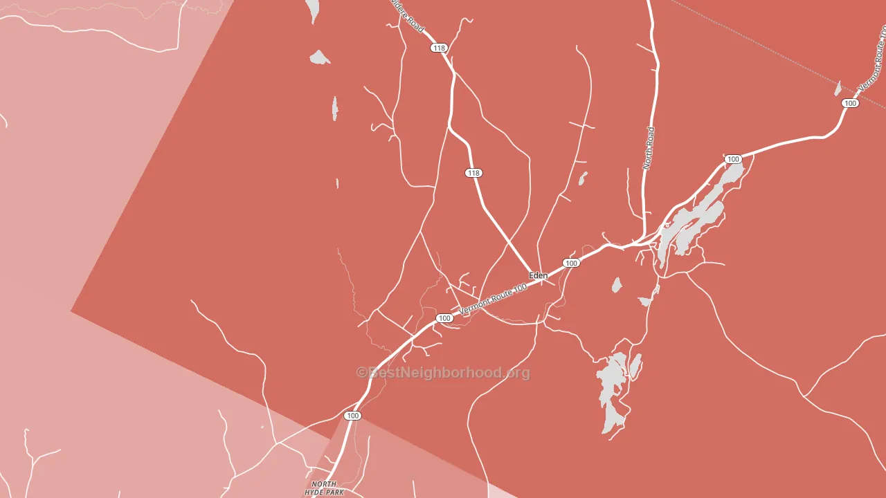 Eden, VT block-group political-lean map