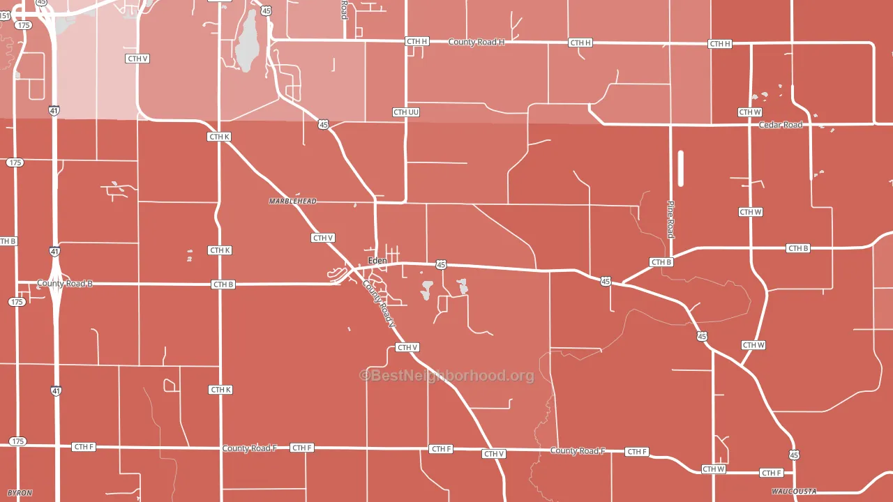 Eden, WI block-group political-lean map