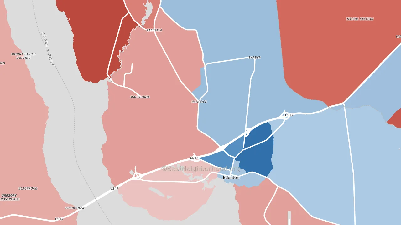 Edenton, NC block-group political-lean map