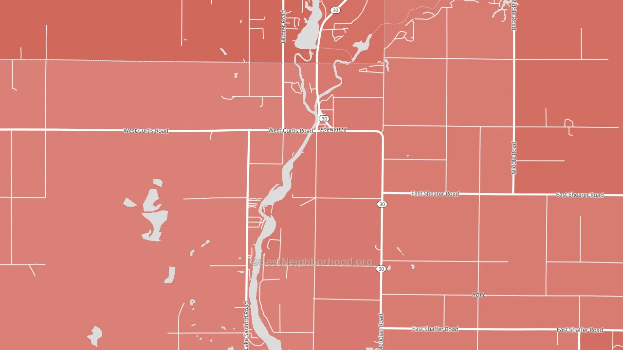 Edenville, MI block-group political-lean map