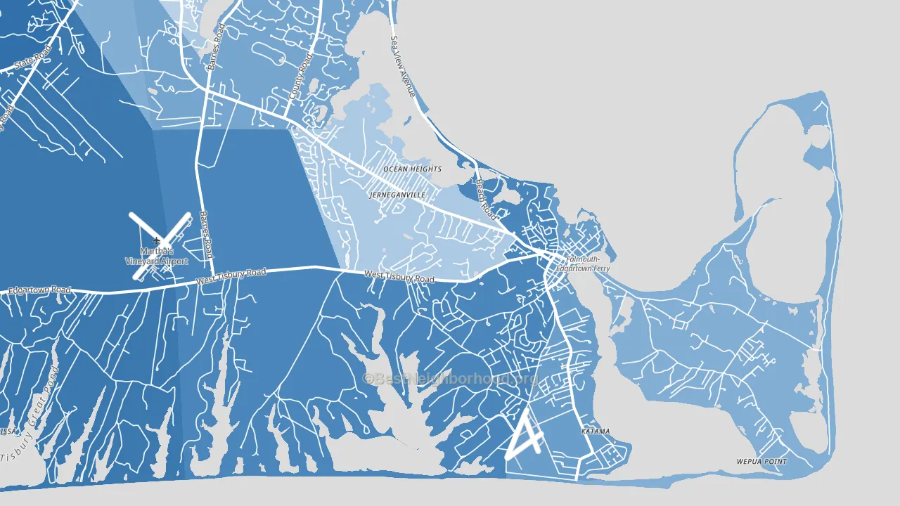 Edgartown, MA block-group political-lean map