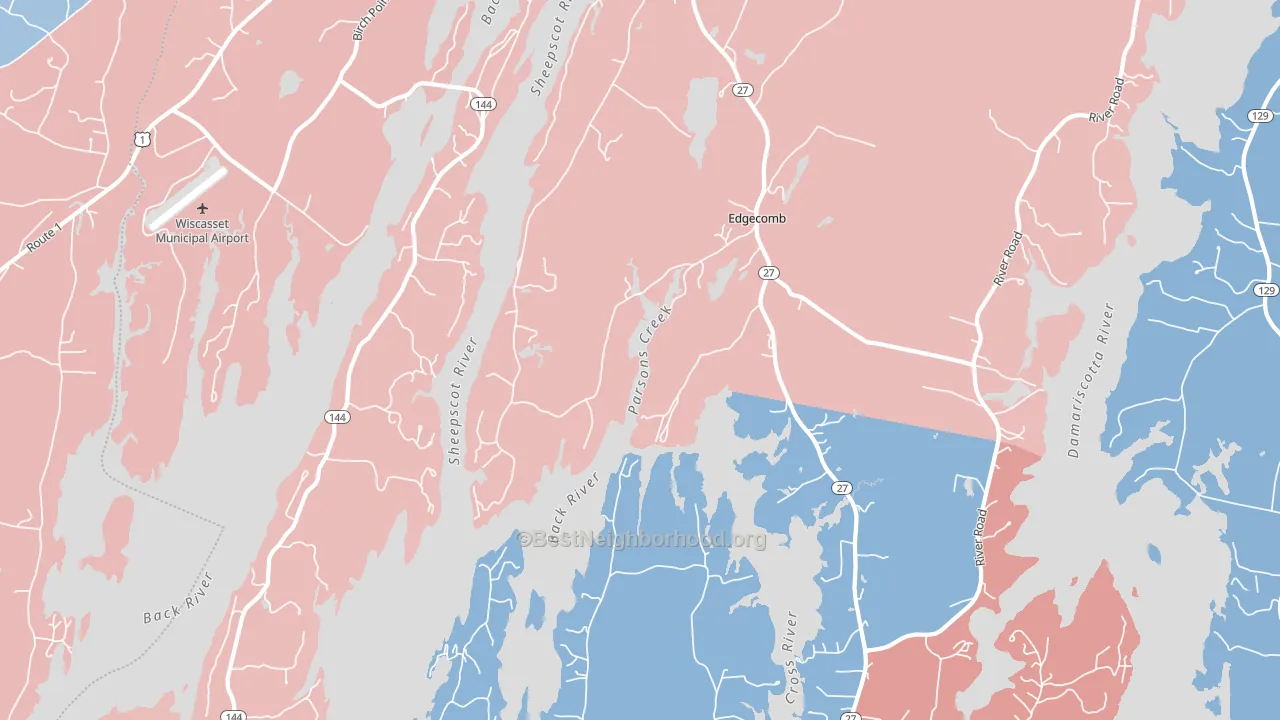 Edgecomb, ME block-group political-lean map