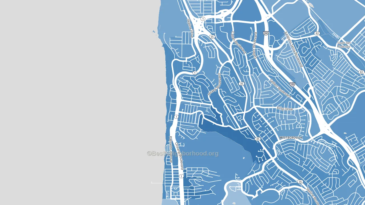 Edgemar-Pacific Manor, Pacifica, CA block-group political-lean map