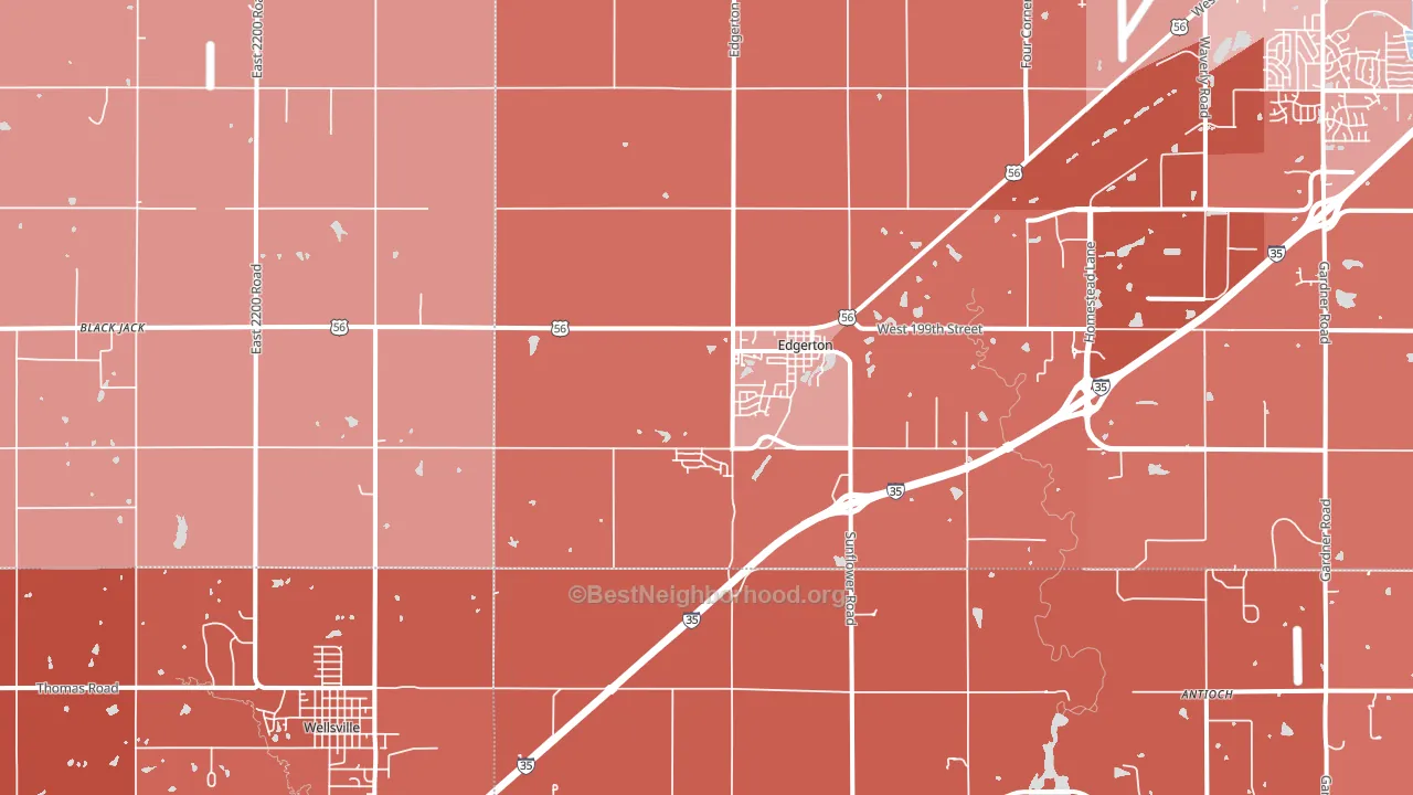 Edgerton, KS block-group political-lean map