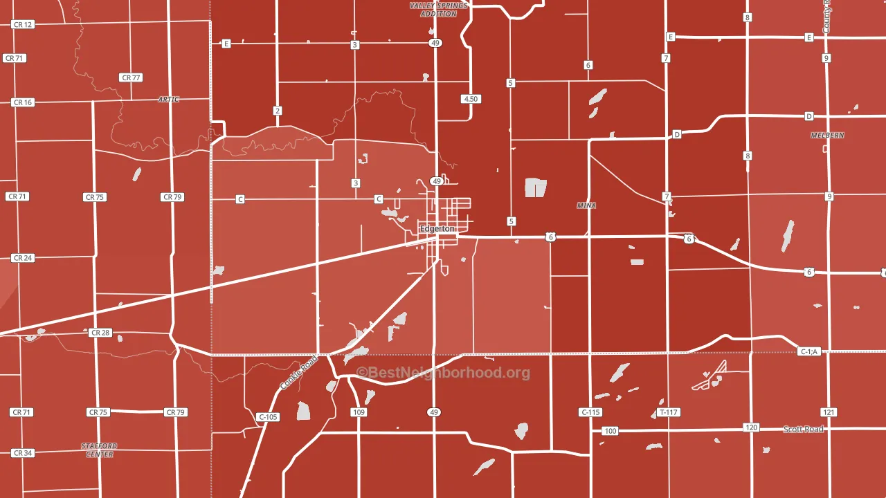 Edgerton, OH block-group political-lean map