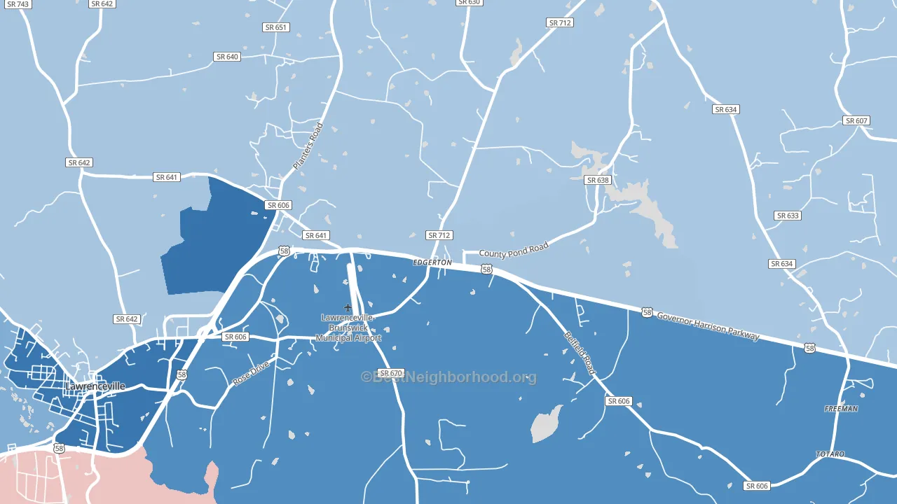 Edgerton, VA block-group political-lean map