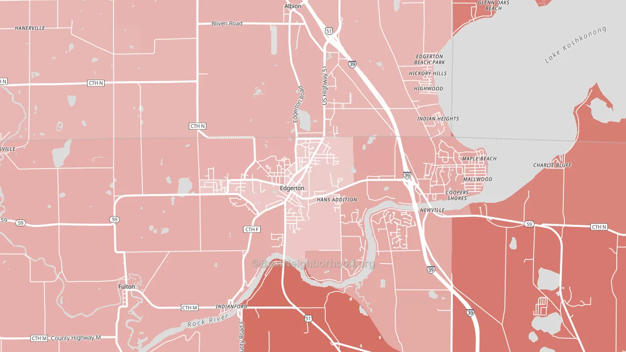 Edgerton, WI block-group political-lean map