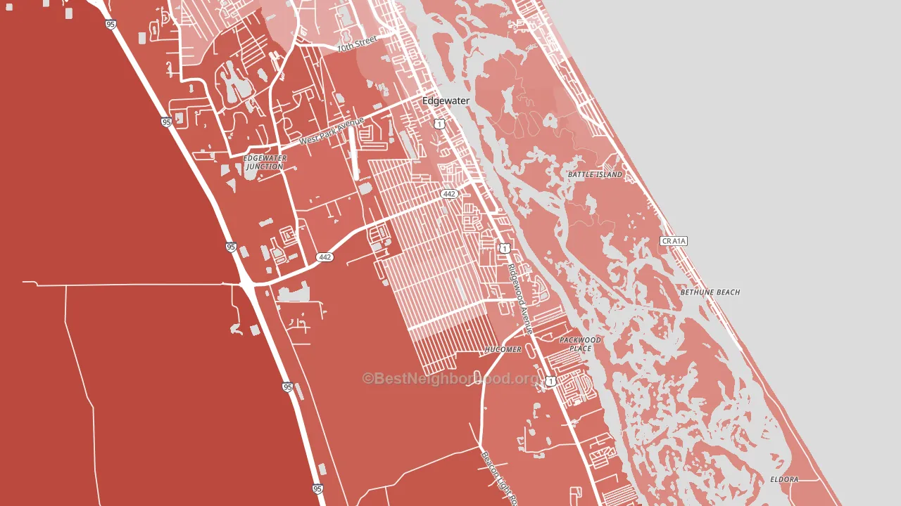Edgewater, FL block-group political-lean map