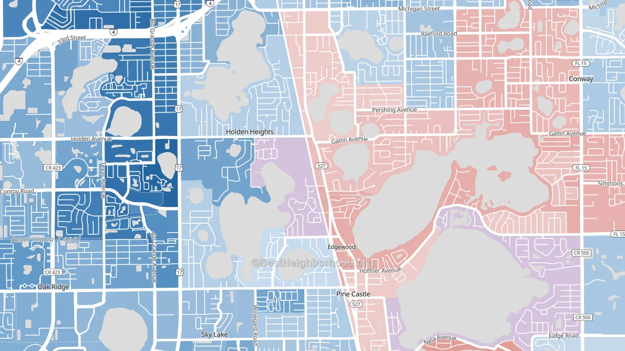 Edgewood, FL block-group political-lean map