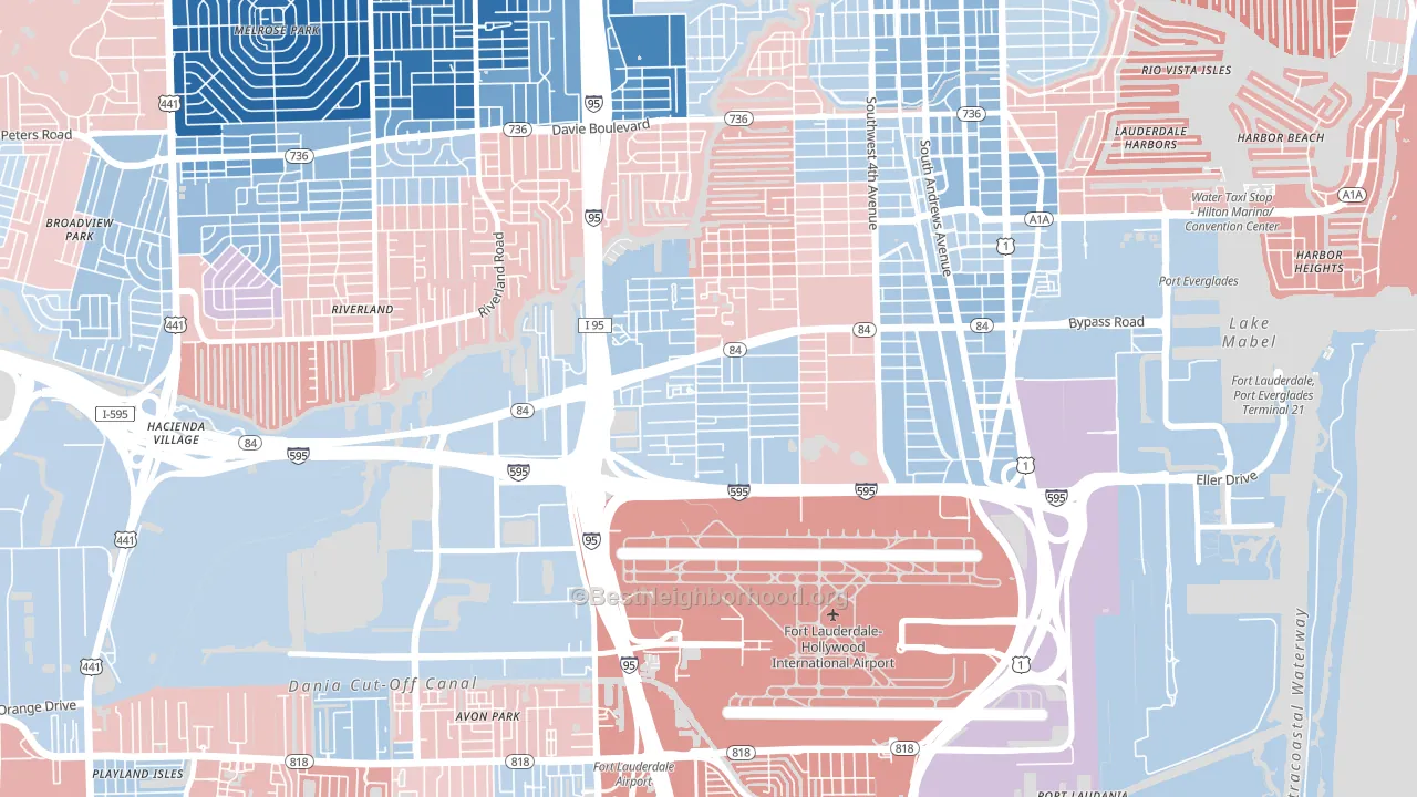 Edgewood, Fort Lauderdale, FL block-group political-lean map