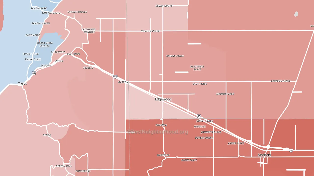 Edgewood, NM block-group political-lean map