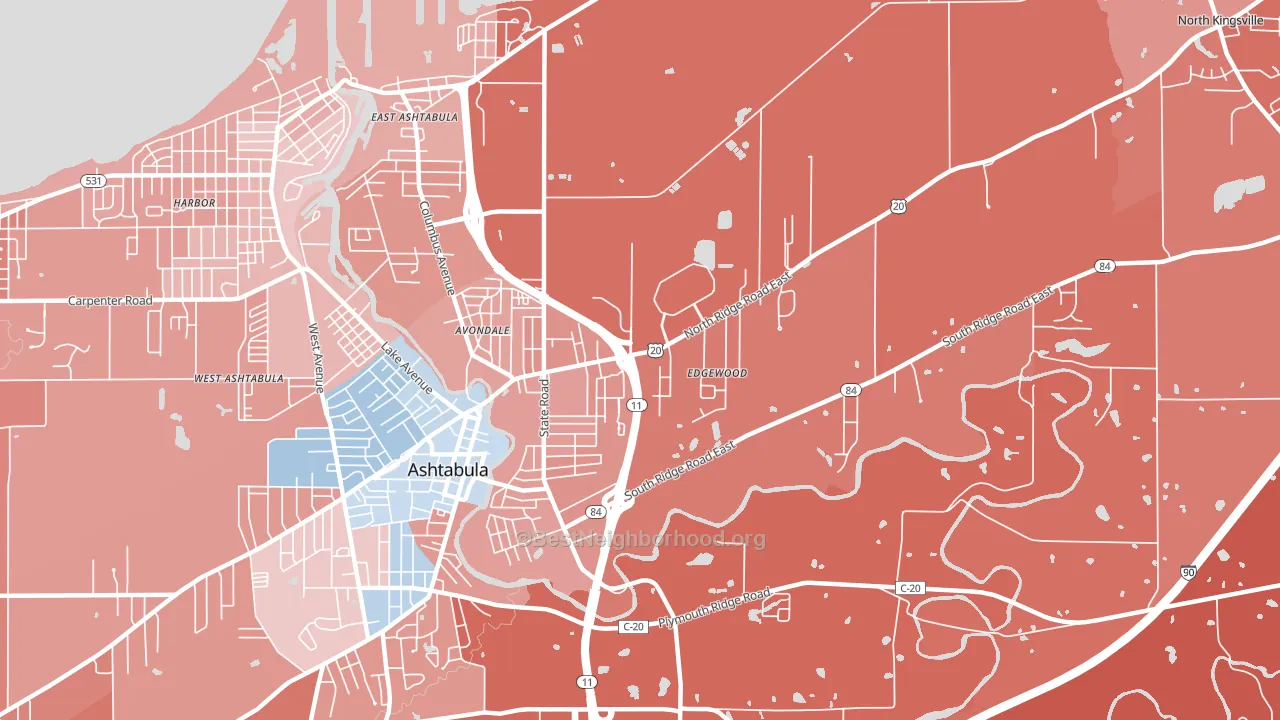 Edgewood, OH block-group political-lean map