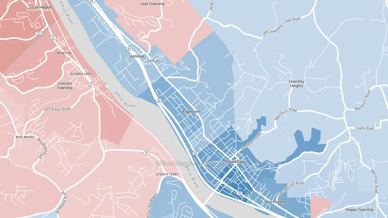 Edgeworth, PA block-group political-lean map