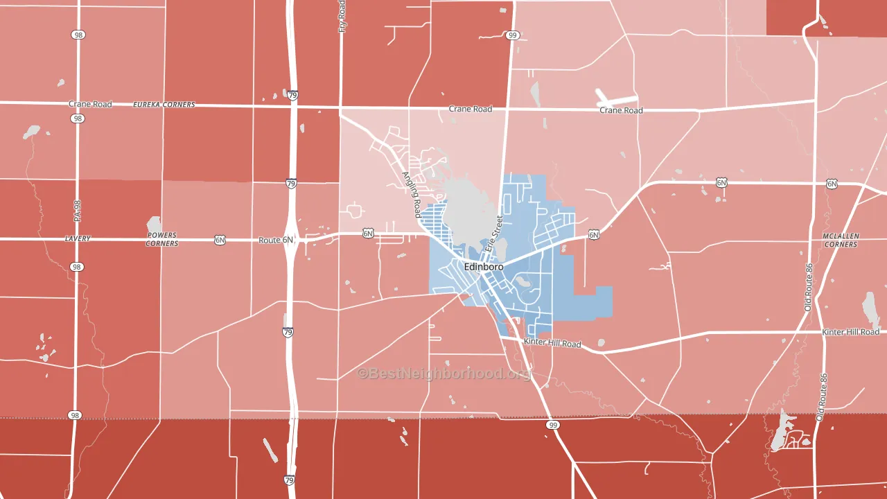 Edinboro, PA block-group political-lean map