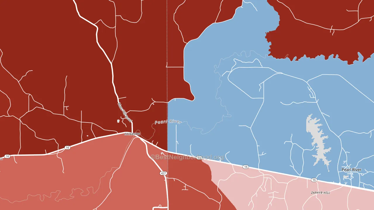 Edinburg, MS block-group political-lean map