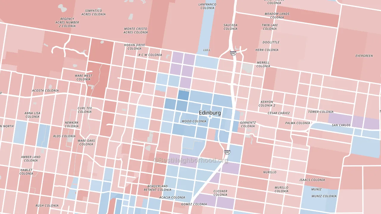 Edinburg, TX block-group political-lean map