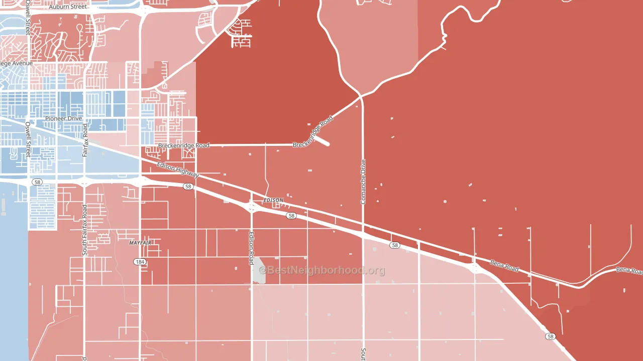 Edison, CA block-group political-lean map