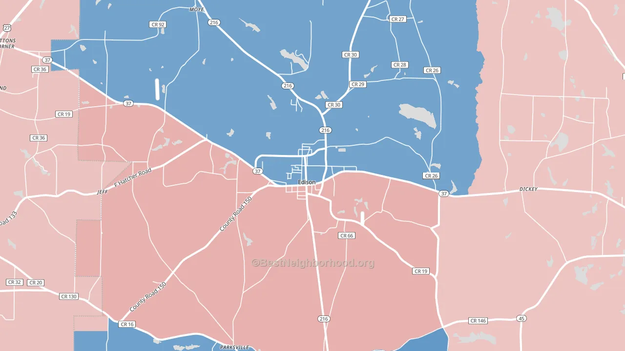 Edison, GA block-group political-lean map