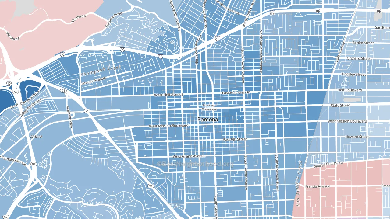 Edison Historic District, Pomona, CA block-group political-lean map