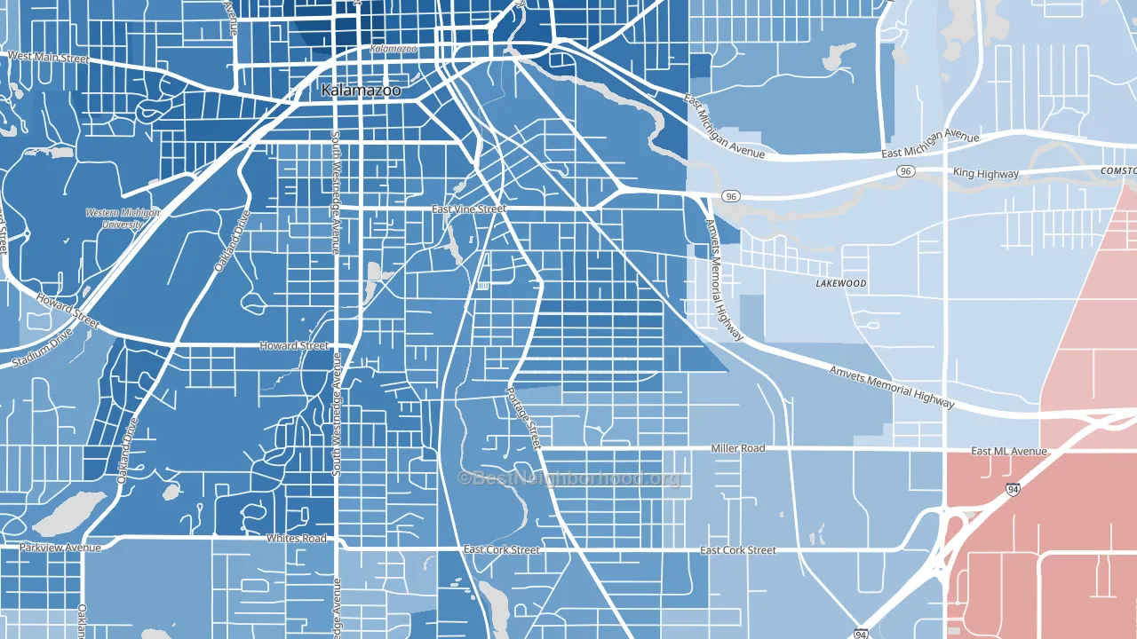 Edison, Kalamazoo, MI block-group political-lean map