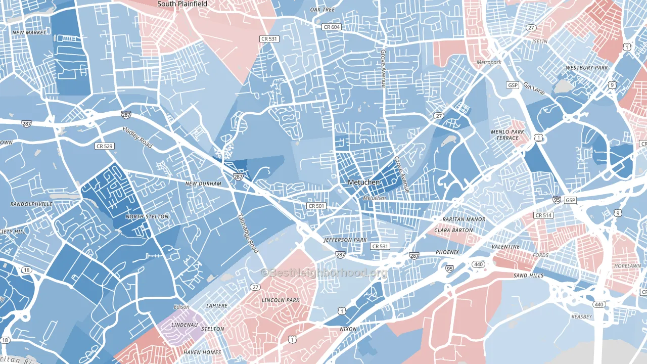 Edison, NJ block-group political-lean map