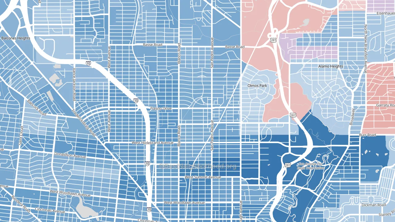 Edison, San Antonio, TX block-group political-lean map
