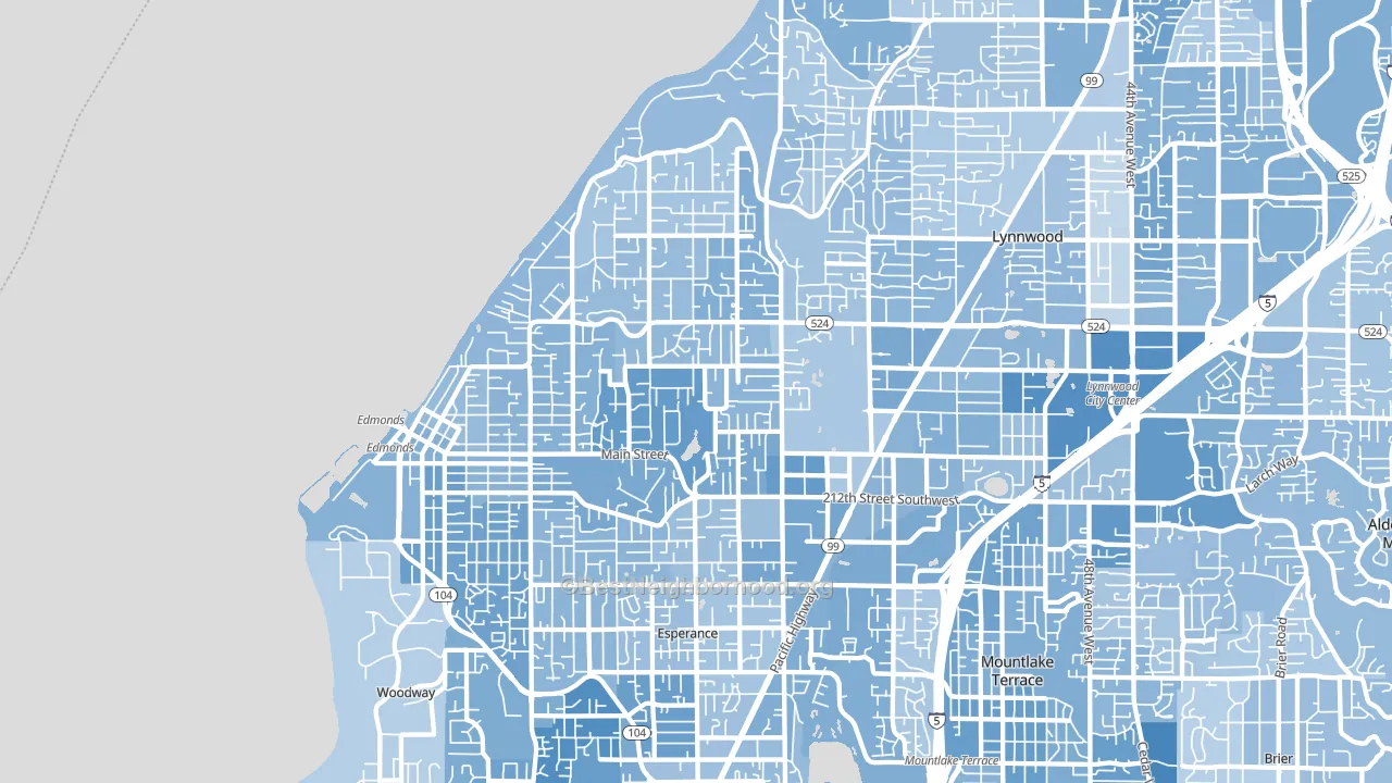 Edmonds, WA block-group political-lean map