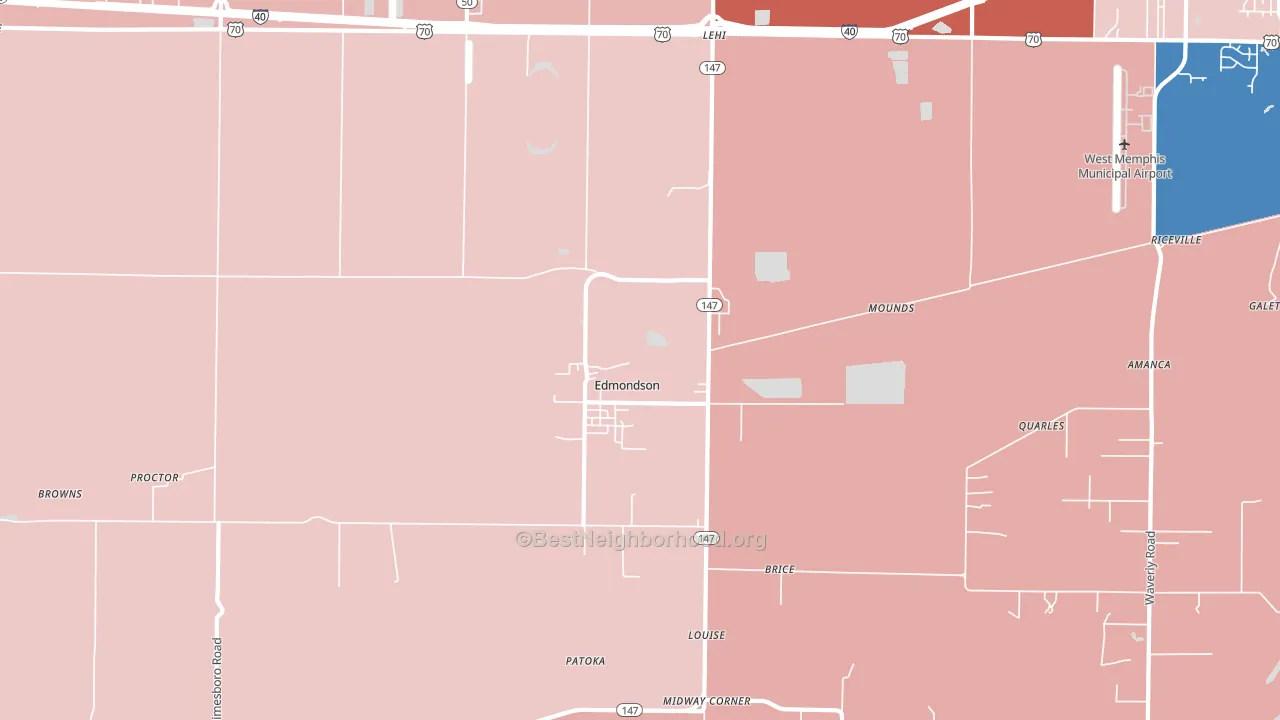 Edmondson, AR block-group political-lean map
