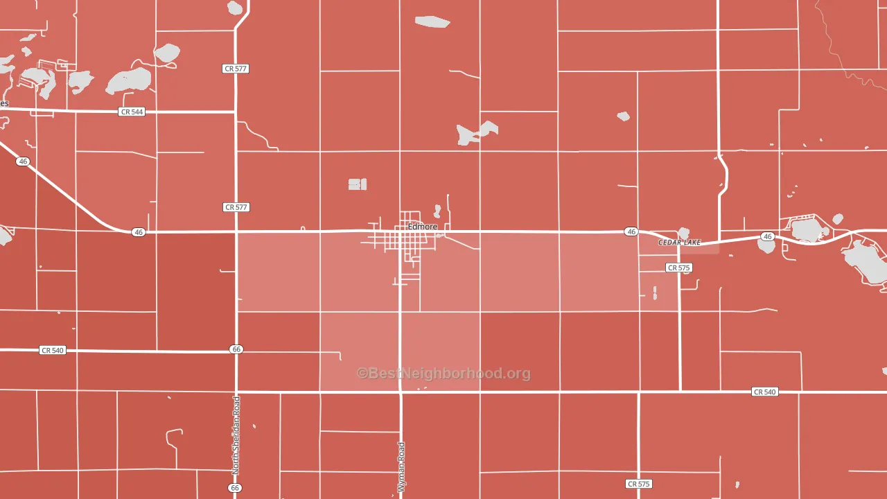 Edmore, MI block-group political-lean map