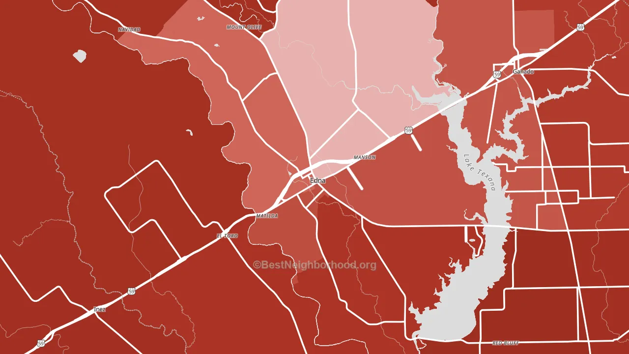 Edna, TX block-group political-lean map